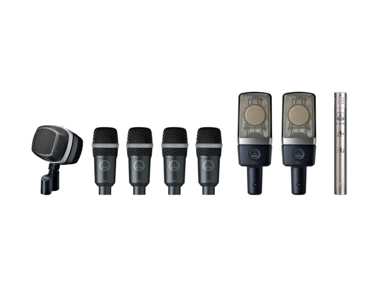 AKG trommemikrofonsett, D12VR, 2xC214, C451, 4xD40 